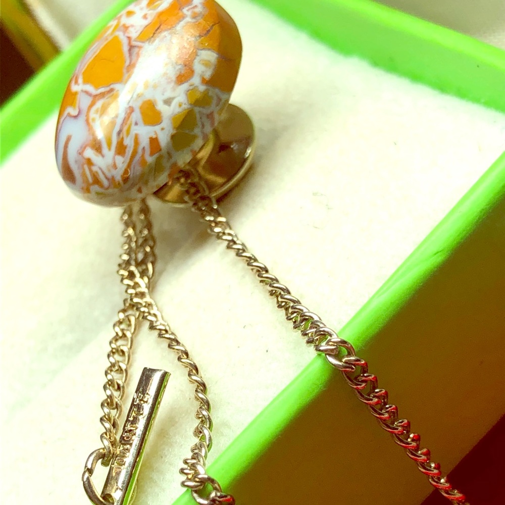 Danté Jasper Lapidary Cabochon Gold Tone Tie Tac